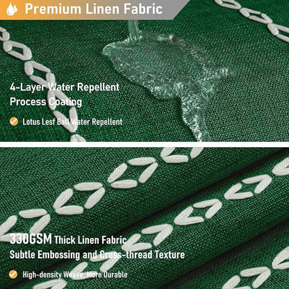 72x78 Long Farmhouse Linen Heavy Duty Shower Curtain, Emerald Green | Tall Size - Image 4