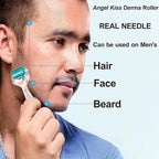 Derma Roller REAL NEEDLE Advanced 5 - Angel Kiss 0.30mm Titanium Microneedling Roller for Face, Body, Beard, Scalp, Skin Care - 0.18mm Ultrafine 192 Micro Needles Dermal Tool for Women Men