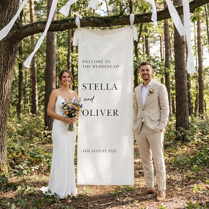 Custom Linen Wedding Welcome Banner - Image 3