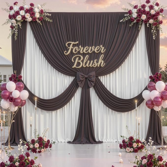 20 ft x 10 ft Wrinkle Free Brown Backdrop Curtain - Image 8