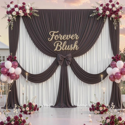 50 ft x 10 ft Wrinkle Free Brown Backdrop Curtain - Image 8