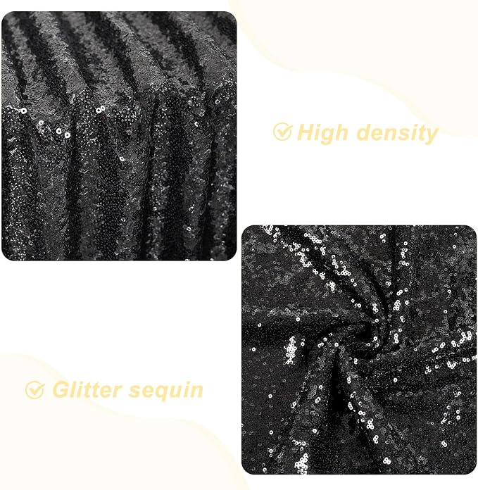 PartyDelight Black Sequin Backdrop Curtains 2x8ft 2 Panels | Sparkly 3mm sequins - Image 2