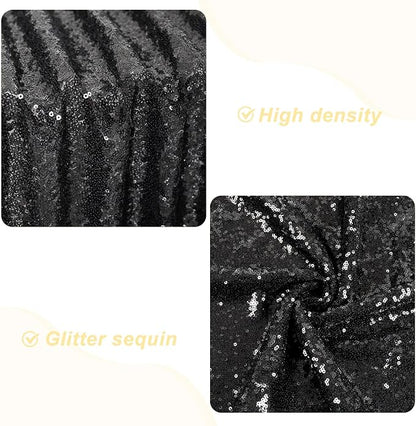 PartyDelight Black Sequin Backdrop Curtains 2x8ft 2 Panels | Sparkly 3mm sequins - Image 2