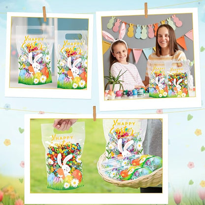 Fuutreo 25 Pcs Happy Easter Gift Bags Self Sealed Bunny Pouches Spring Favor - Image 5