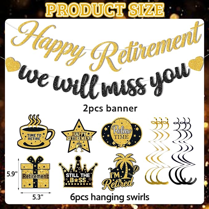 Retirement Party Decorations, Pre-Strung Happy Retirement Banner, Men Women - Image 2