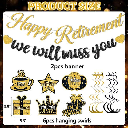 Retirement Party Decorations, Pre-Strung Happy Retirement Banner, Men Women - Image 2