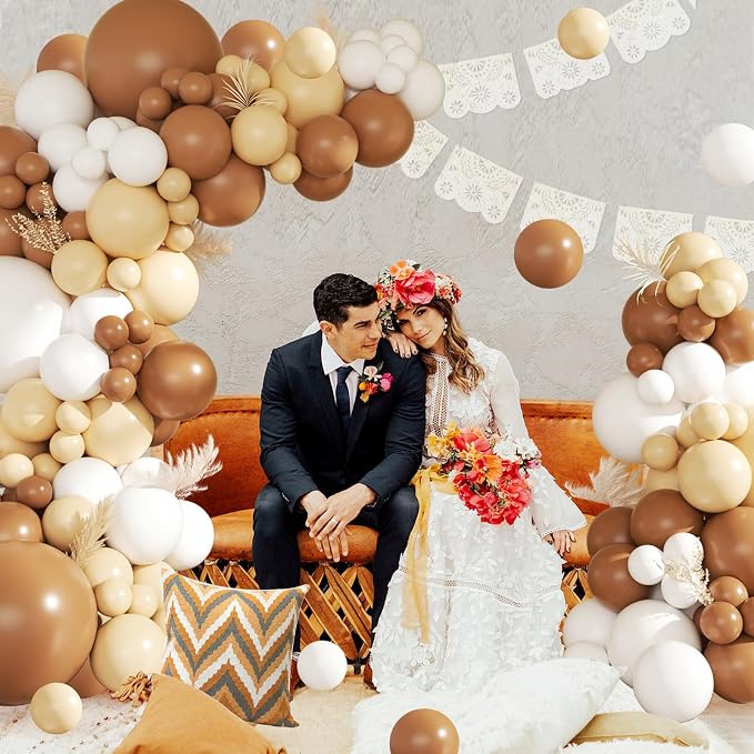 CROSSFINGERS Brown White Balloon Garland Arch Kit - Image 2