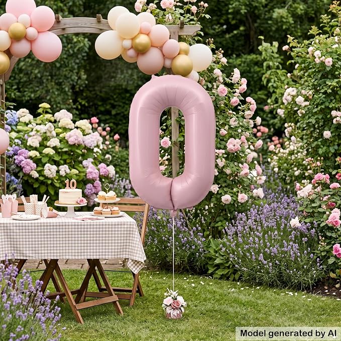 40 Inch Light Pink Number 0 Balloon - Image 4