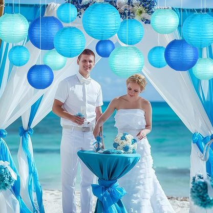 15-Pack Blue Paper Lanterns, Hanging Party Decorations | Dark-to-Light Gradient - Image 3