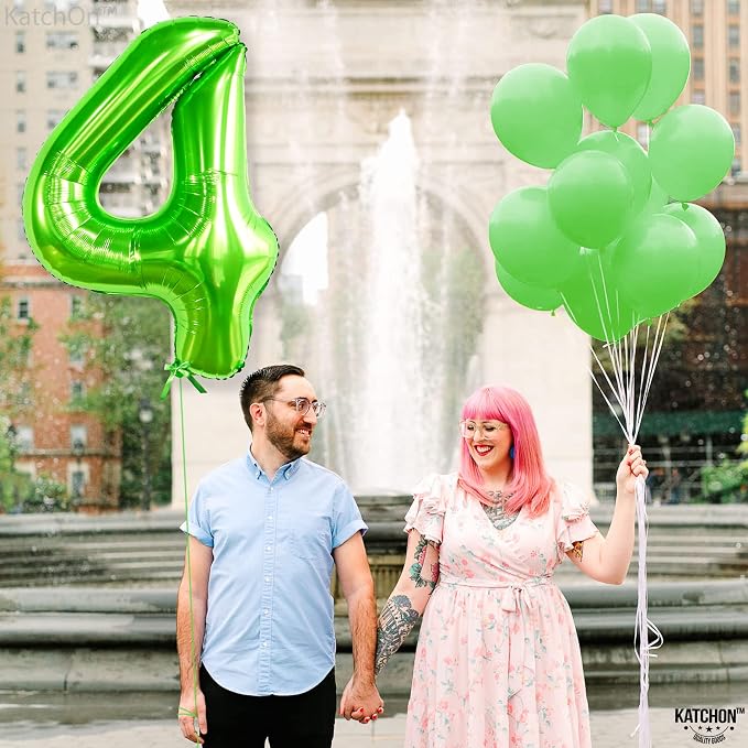 KatchOn Light Green Number 4 Balloons 40 Inch, 4 Birthday Decorations | Green 4 - Image 8
