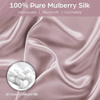 Silk Pillowcase for Hair and Skin, 2 Pack 100% Mulberry Silk Pillowcase 25 Momme, 600 Thread Count, Both Side Pure Silk Pillow Cover with Hidden Zipper (ApricotGray, Standard 20''×26'')