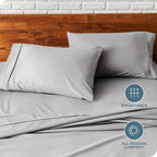 Bare Home Microfiber Pillow Cases - King Size Set of 2 - Cooling Pillowcases - Double Brushed - Light Grey Pillowcases 2 Pack - Easy Care (King Pillowcase Set of 2, Light Grey)