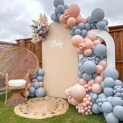 Awenztech 122pcs Dusty Blue Latex Balloons in 18 12 10 5 inches | Gender Reveal - Image 6
