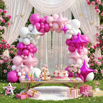 Pink Silver Star Balloons, 26 Inch and 10 Inch Pink Stars Shaped Balloon - Image 5