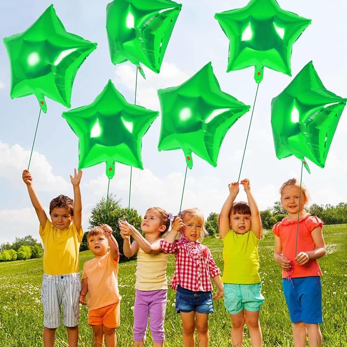 20 Pcs Star Balloons, 18 Inch Green Star Foil Balloons, Stars Shaped Balloon - Image 4
