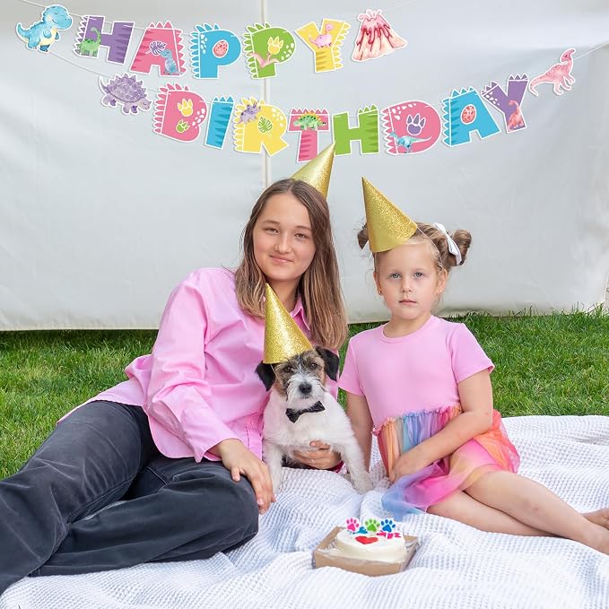 Dinosaur Happy Birthday Banner Cute Dinosaur Party Banner Pink Dinosaur - Image 7