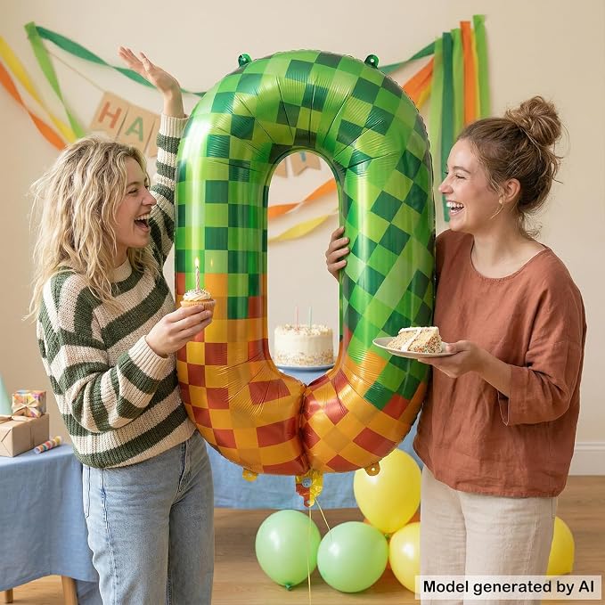 40 Inch Pixelated Number 0 Foil Balloon - Image 5