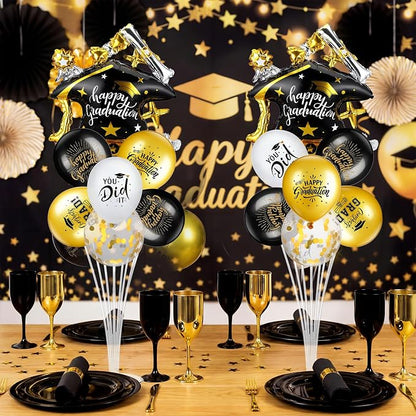 Jenaai Black and Gold 27 Pcs 2026 Graduation Balloon Centerpiece - Image 2
