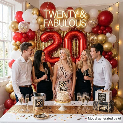 Red Number 20 Balloon 40 Inch, Foil Numeral - Image 6