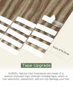SURNEL Injected Tape in Hair Extensions 22Inch Golden Brown to Caramel Blonde Upgraded Seamless Remy Invisible Tape in Extensions Human 20 Pcs 50g(#102727,22)