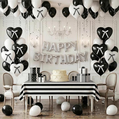Black White Heart Balloons - Image 3
