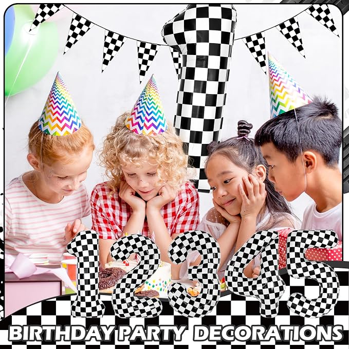 40 Inch Checkered 1 Balloons, Boys Girls Racing Car Track Theme Supplies - Image 5