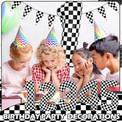 40 Inch Checkered 1 Balloons, Boys Girls Racing Car Track Theme Supplies - Image 5
