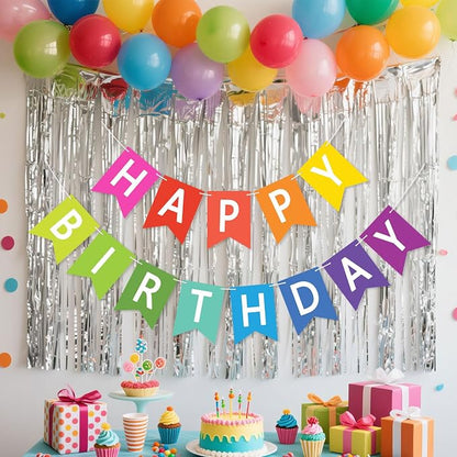 Happy Birthday Banner Sign, Birthday Garland Wall Door Hanging Banners Flag - Image 2