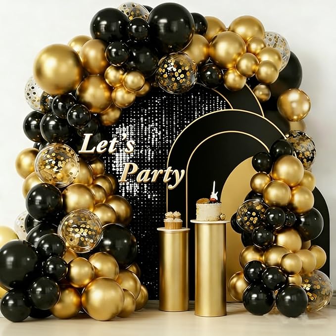 Black And Gold Balloon Arch Kit by Unknown