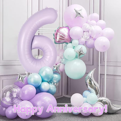 Light Purple Number 6 Balloon, 40 Inch Big Large Foil Helium Number Balloons - Image 6