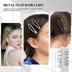 16 PCS Snap Hair Clips Metal Barrettes for Women Non Slip Barrettes for Thick and Thin Fine Hair,Silver Gold Brown Rose Gold,2.36 x 0.43 Inches.