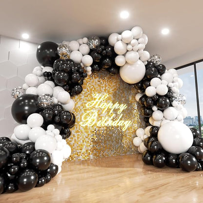 Black and White Balloon Arch Kit, ADOINBY 140Pcs Black and White Durable Latex by ADOINBY