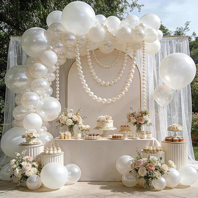 Pearl White Linking Balloons, Tails Balloon - Image 2