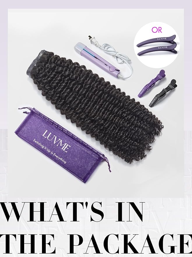 LUVME Kinky Curly Clip ins for Women, Seamless PU Weft Curly Clip in Hair Extensions Human Hair Brazilian Remy Human Hair Natural Black Clip ins 135g 9pcs 18Inch