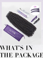 LUVME Seamless Clip in Hair Extensions Human Hair Kinky Curly 135g 7pcs 20 Inch Clip in Hair Extensions with Soft Invisible PU Weft Natural Black Hair for Women