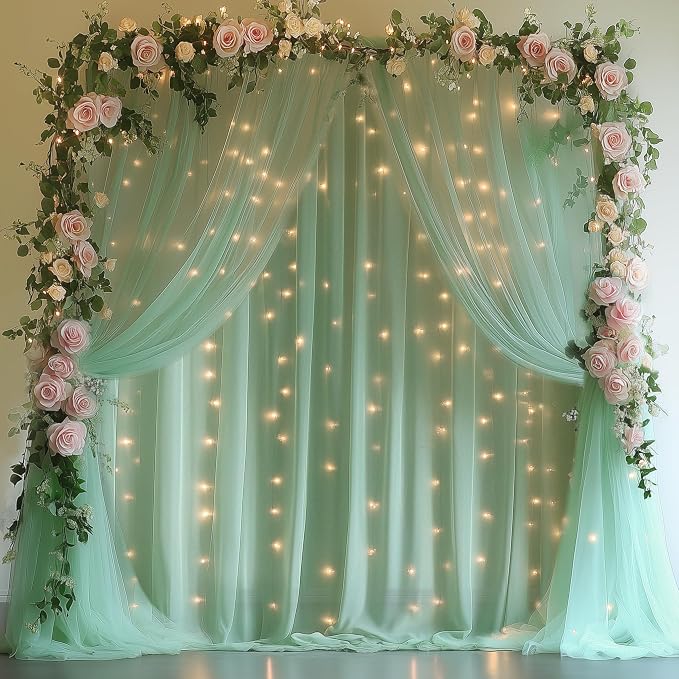 Green Tulle Backdrop Curtains - Image 7