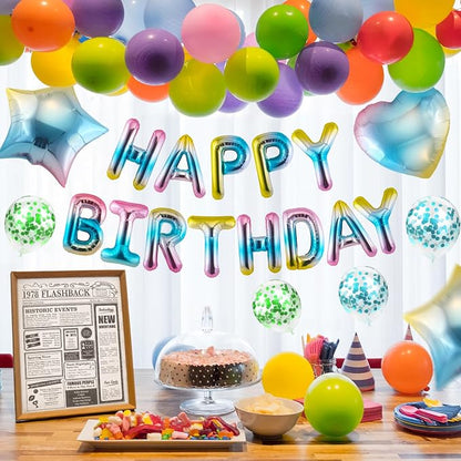 CANREVEL Happy Birthday Banner Decoration + 29pcs Star Balloons, Gradient | - Image 6