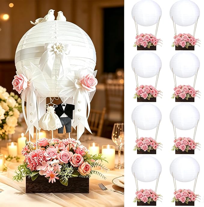 8 Sets Hot Air Balloon Table Centerpieces Kit All-In-One Hot Air Balloon by WHXGG