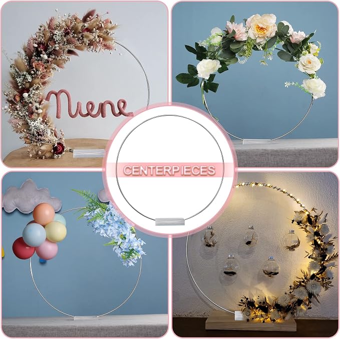 YALLOVE 10 PCS 14 Inch Floral Hoop Table Centerpiece, Flower NOT Included | - Image 7