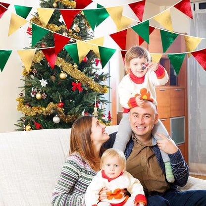 Christmas Party Decorations Triangle Pennant Banner Flag Red Green Gold - Image 5