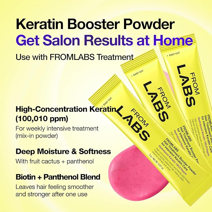 FROMLABS Hair Repair Duo – Protein Capsule Hair Repair Treatment (6.76 fl oz) + Intensive Keratin Booster Powder (8 Pack) | 3‑Minute At‑Home Keratin Mask, Deep Repair for Damaged, Color‑Treated Hair