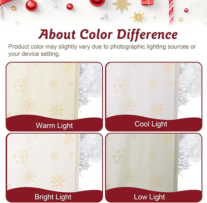 Beauoop Christmas Cream Velvet Curtains - Image 9