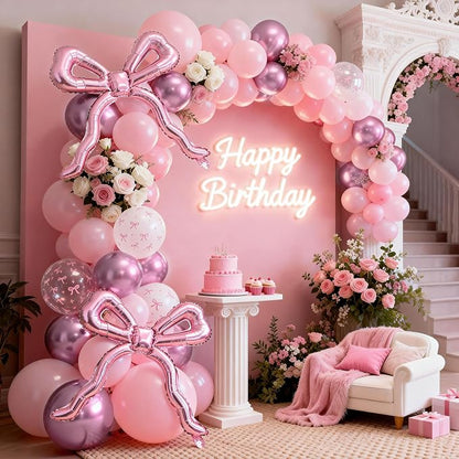 Pink Bow Balloons, 12Inch Pastel Light Pink and Bow Print Balloon - Image 6
