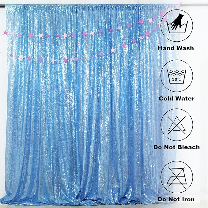 ShinyBeauty Baby Blue Sequin Backdrop 10FTx10FT - Image 5