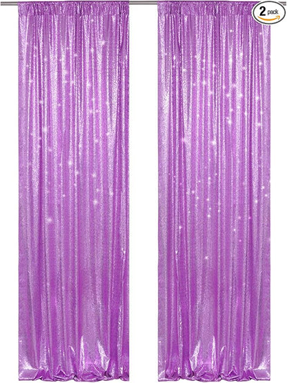 PartyDelight Lavender Sequin Backdrop Curtains 2x8ft 2 Panels | Sparkly 3mm by PartyDelight