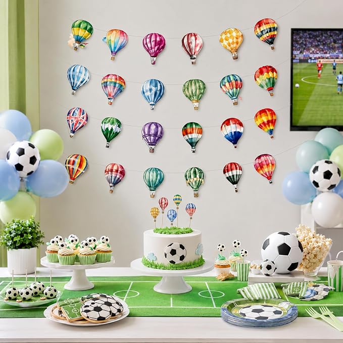 4 Packs Hot Air Balloon Theme Garland Banner Set – Watercolor Balloon Party - Image 6