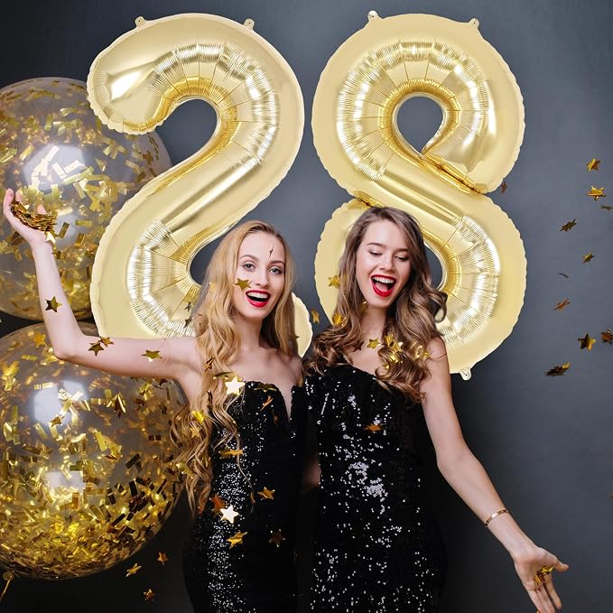 Champagne Gold Large Number 8 Balloon, 40 Inch Light Gold Foil Helium Number - Image 5