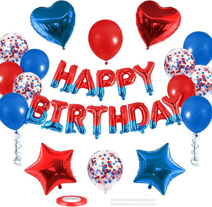 CANREVEL Happy Birthday Banner Decoration + 30pcs Star Balloons, Spider | 13pcs by CANREVEL