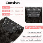 KooKaStyle Clip in Long Wavy Synthetic Hair Extension 20 Inch 4PCS Dark Brown Hairpieces Fiber Thick Double Weft Hair Extension for Women