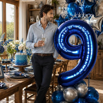 40 Inch Navy Blue Big Number 9 Balloon 0-9 Large Helium | Royal Blue 9th Foil - Image 3